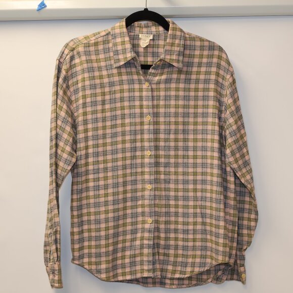 J. Crew Pink and Gray Checkered Shirt Size Small Womens Button Cuffs No Pocket - Picture 5 of 11